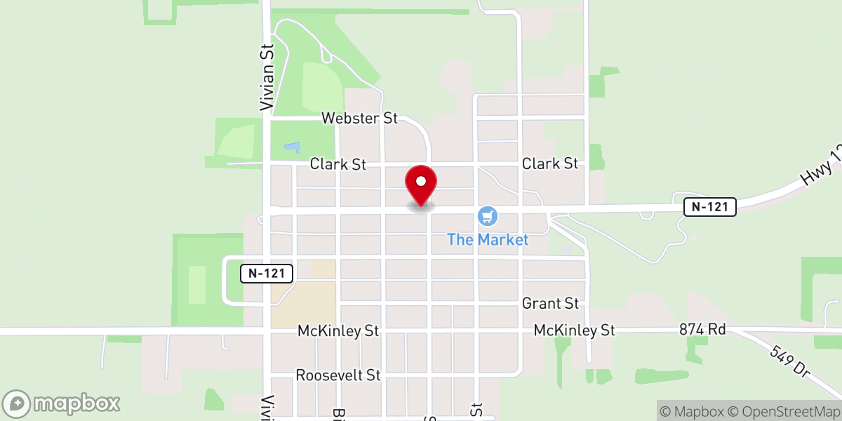 Map showing location of Wausa Auditorium