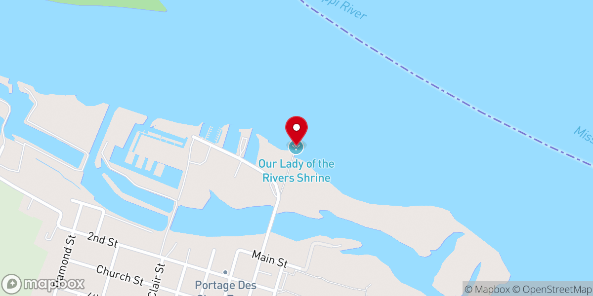 Map showing location of Our Lady of the Rivers Shrine