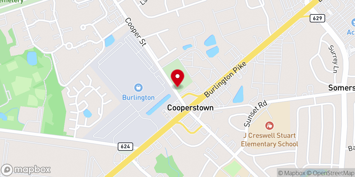 Map showing location of Coopertown Meeting House