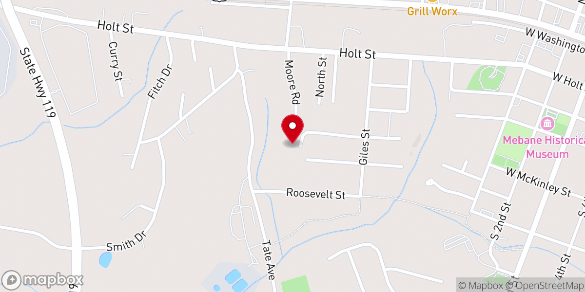 Map showing location of Glenn Grove Holiness Church