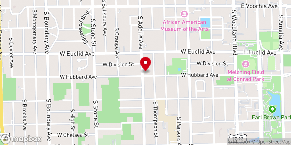Map showing location of Harts Temple Church of God in Christ