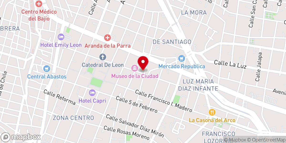 Map showing location of Primera Iglesia Bautista de León, Gto.