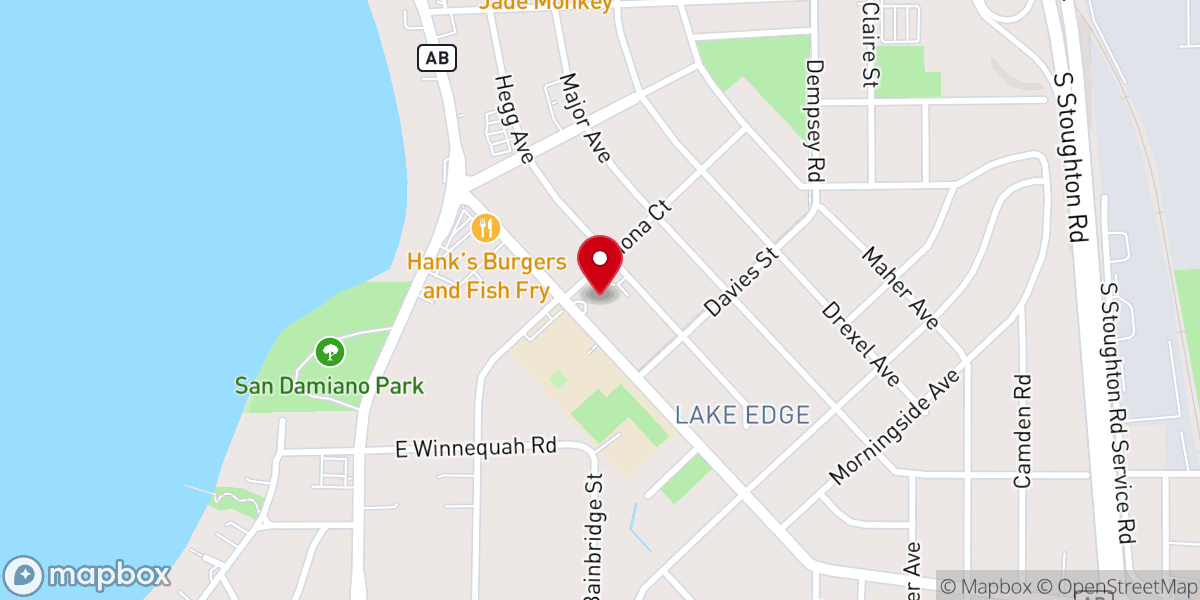 Map showing location of Lake Edge United Church of Christ