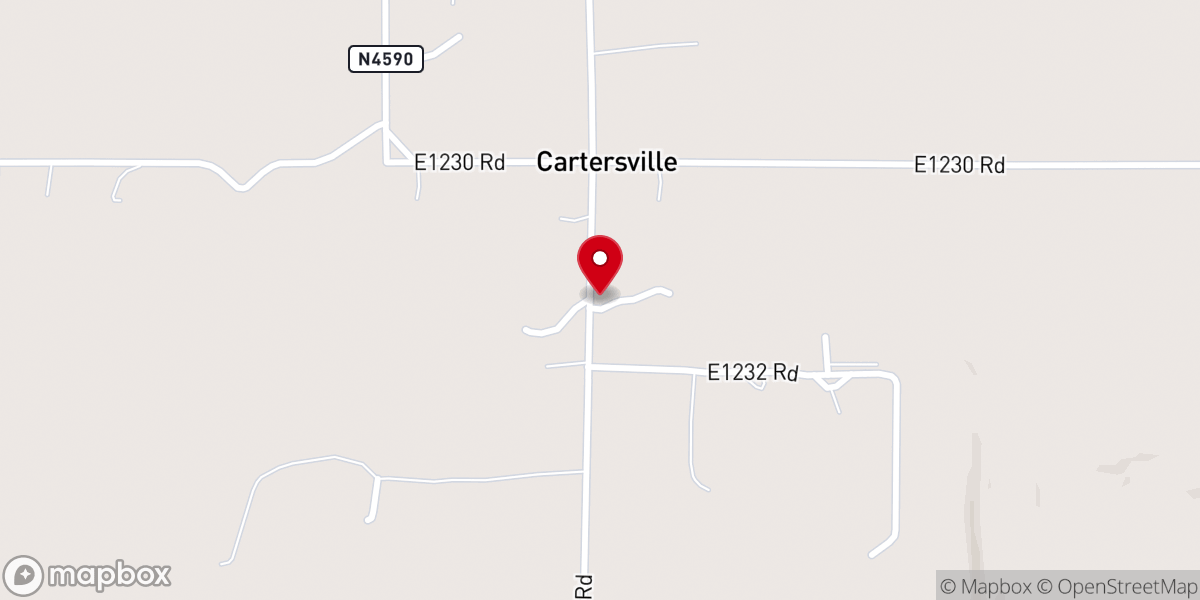 Map showing location of Cartersville Holiness Church