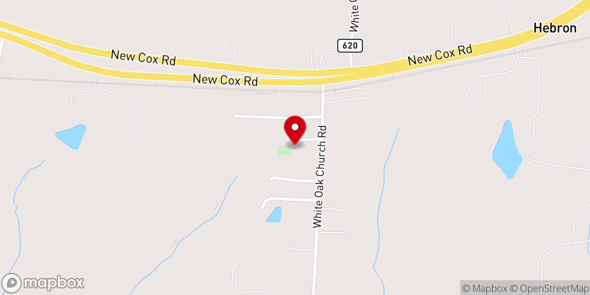 Map showing location of White Oak Methodist Church