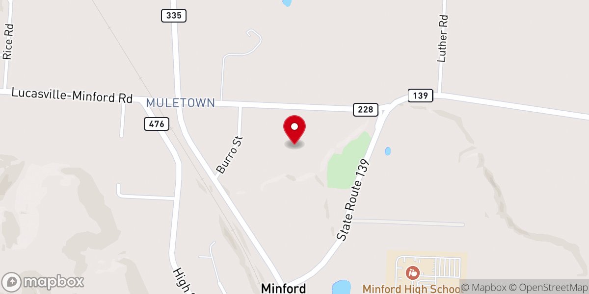 Map showing location of Minford Nazarene Church