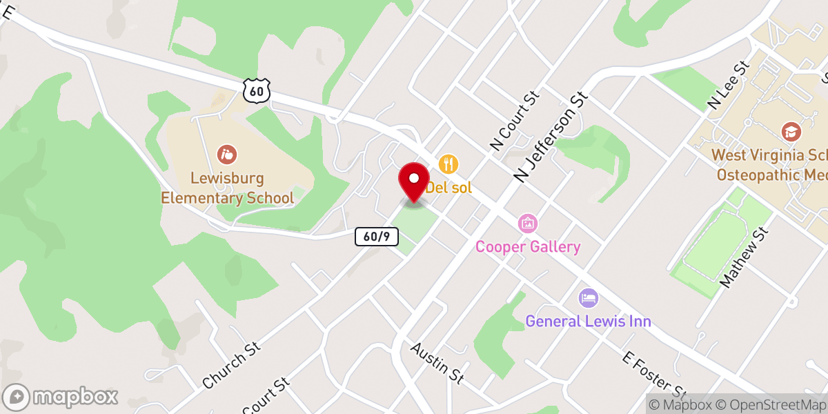 Map showing location of Old Stone Presbyterian Church