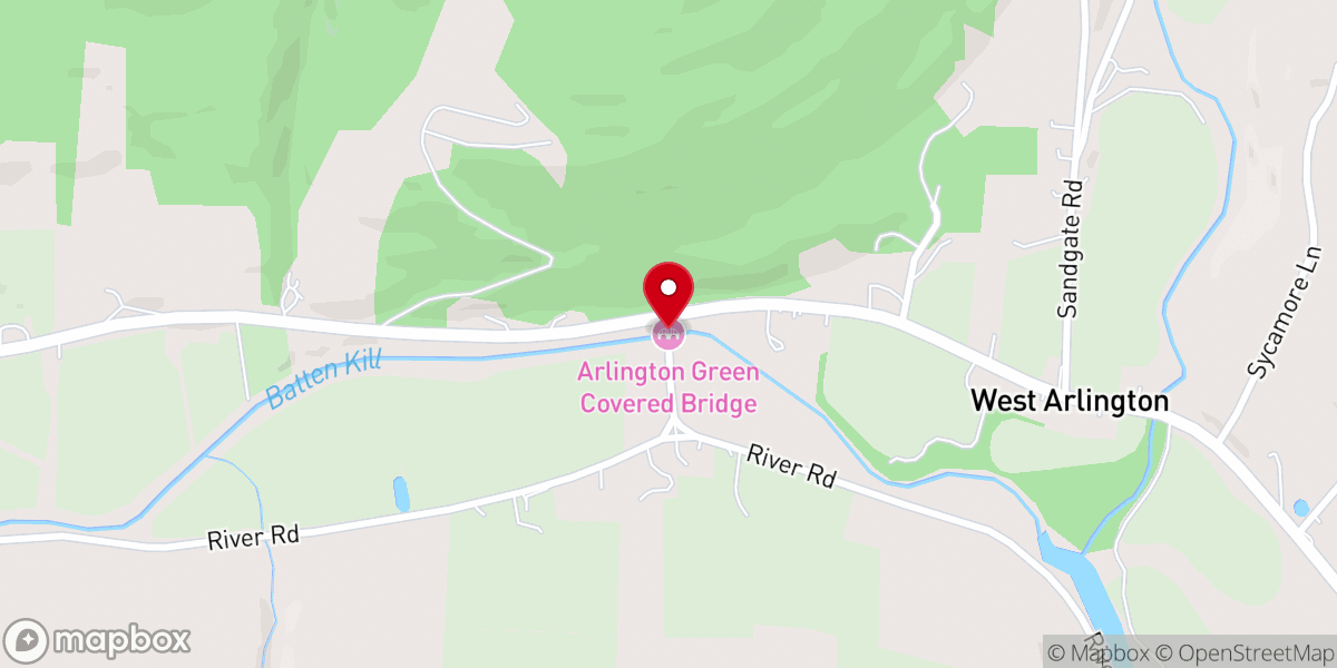 Map showing location of Historic Arlington Covered Bridge