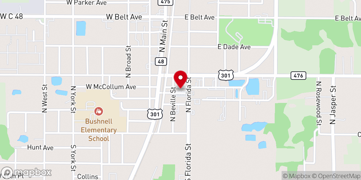 Map showing location of Iglesia de Dios Pentecostal M.I. Bushnell