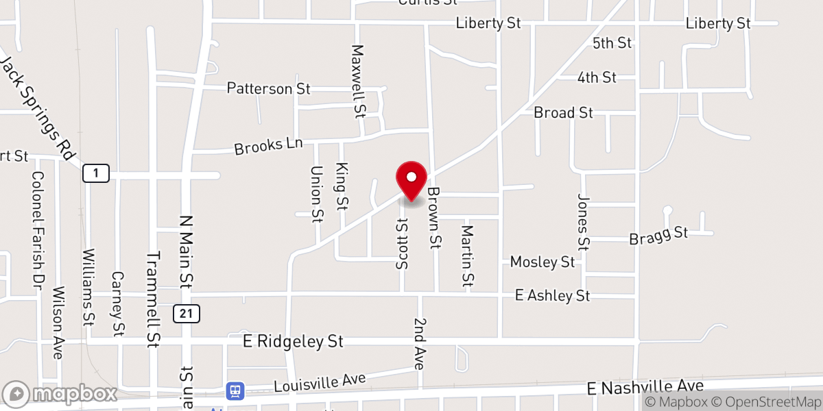 Map showing location of Gaines Chapel AME Church