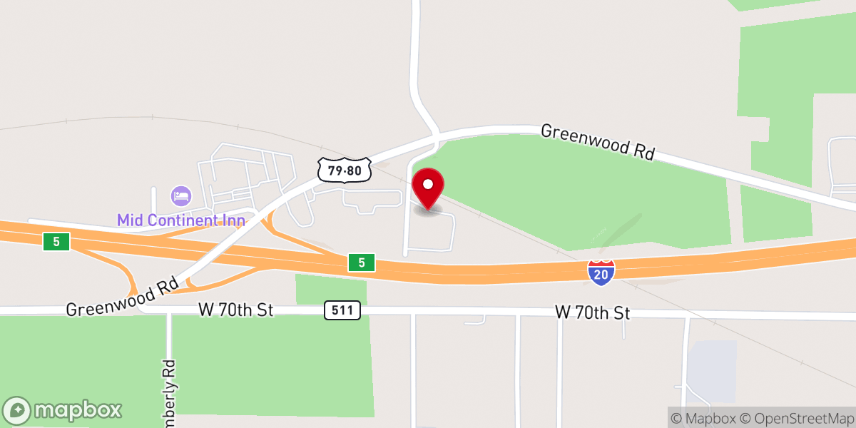 Map showing location of Greenwood Flea Market