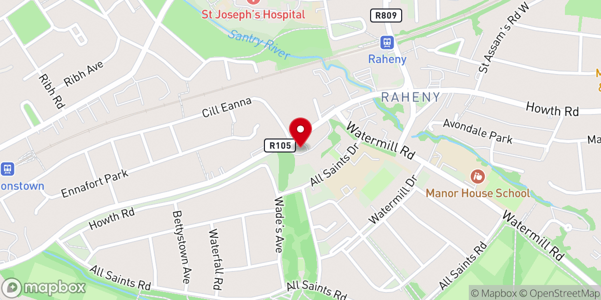 Map showing location of All Saints' Church of Ireland