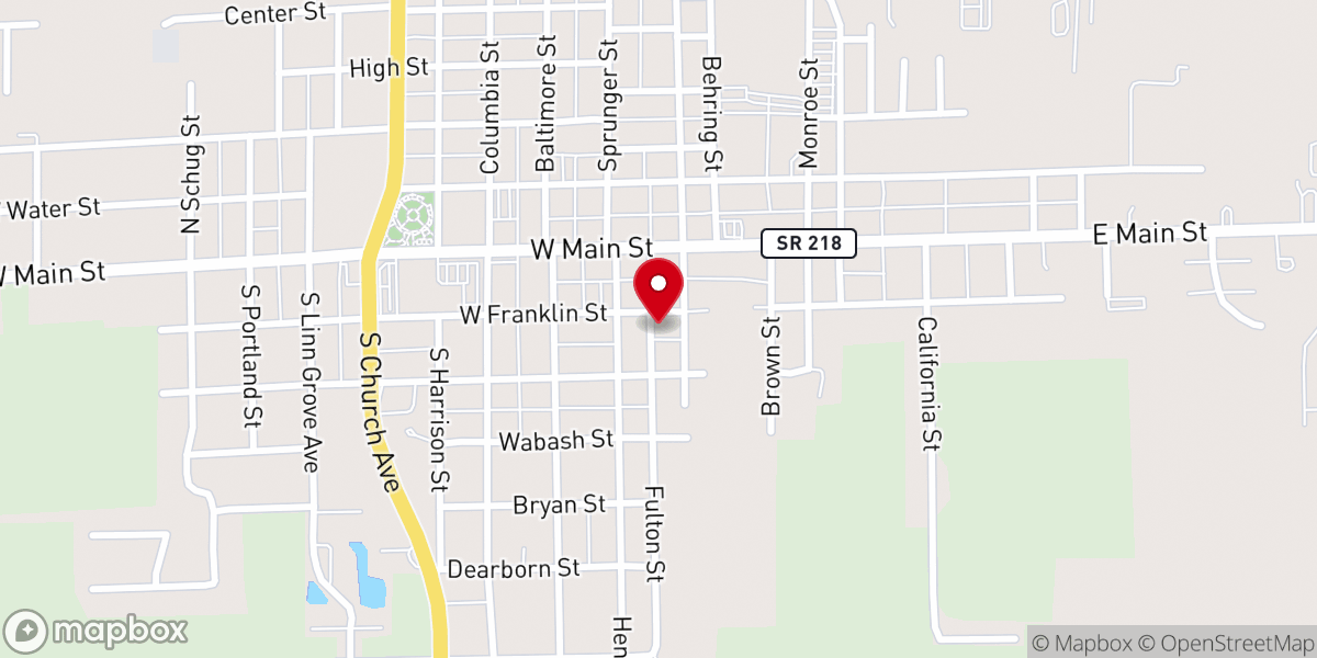 Map showing location of Peace Evangelical Lutheran Church