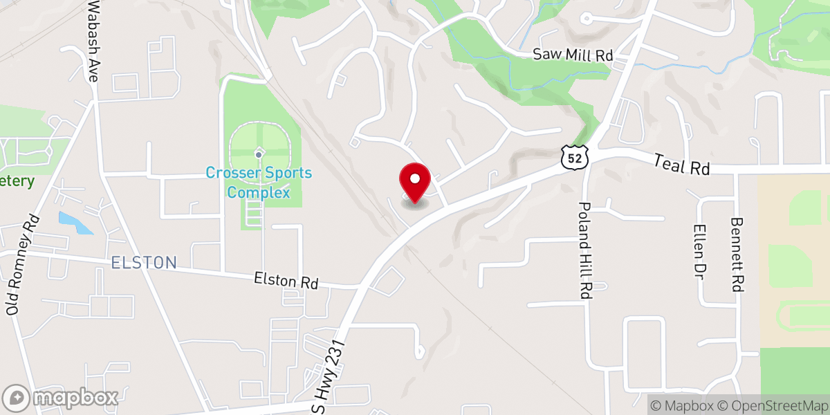 Map showing location of Elston Family Church