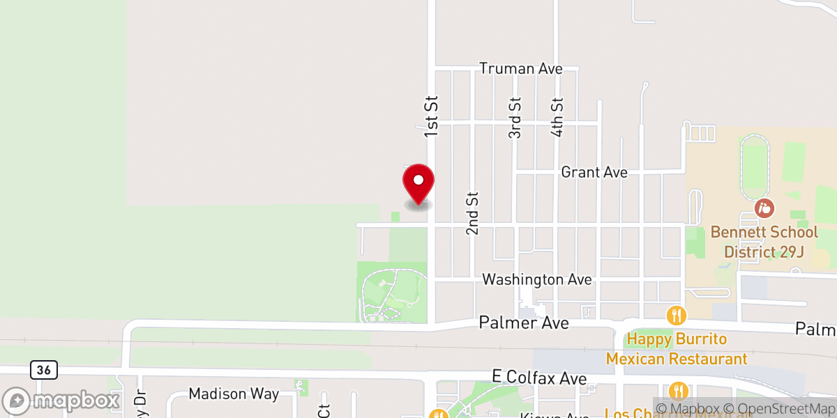 Map showing location of Bennett Baptist Church