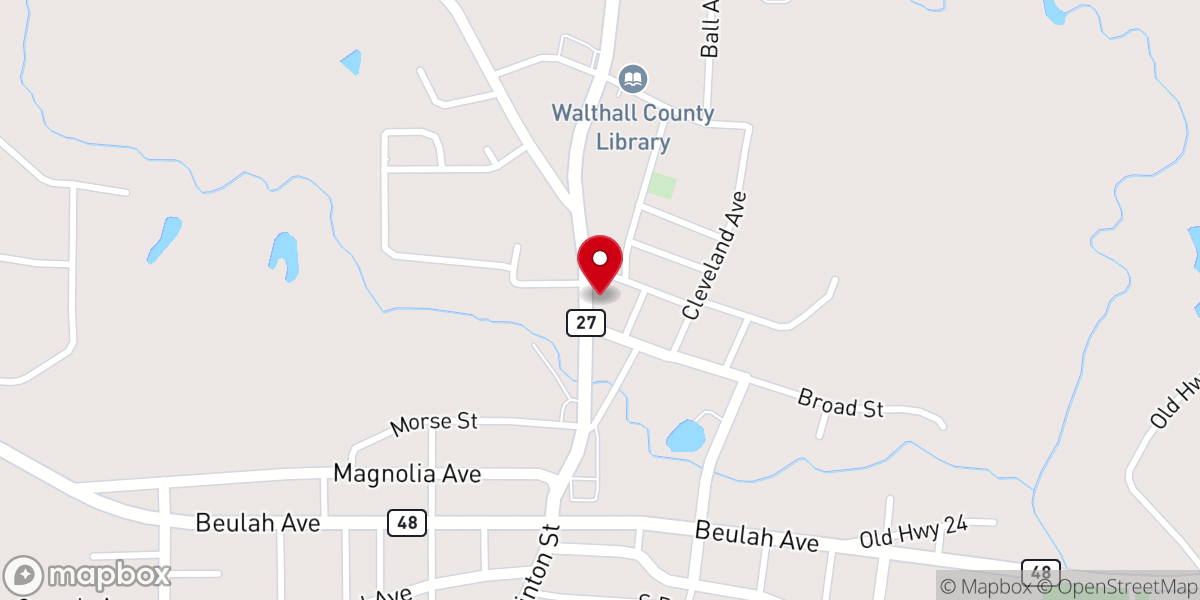 Map showing location of Tylertown Baptist Church