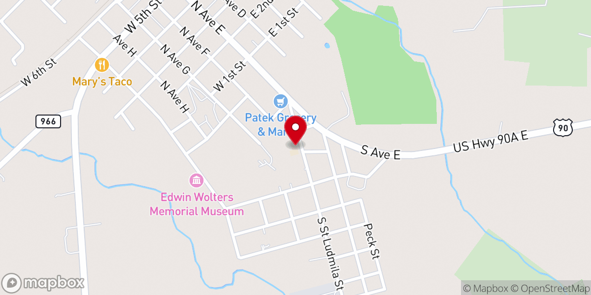 Map showing location of Shiner Catholic School - St. Ludmila Elementary & St. Paul High School