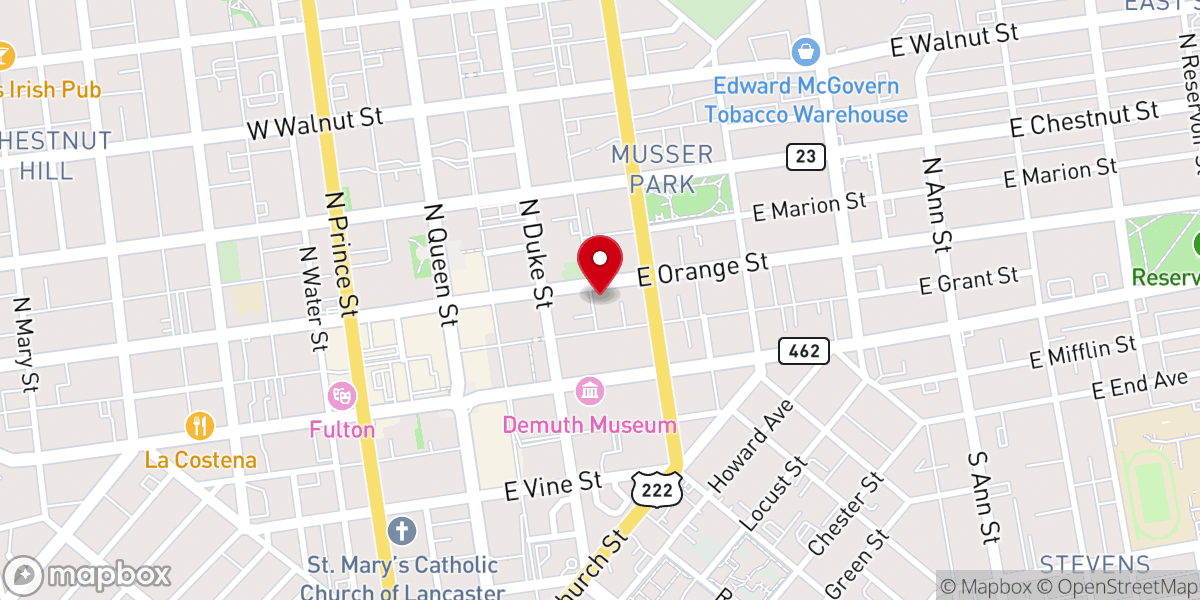 Map showing location of First Presbyterian Church