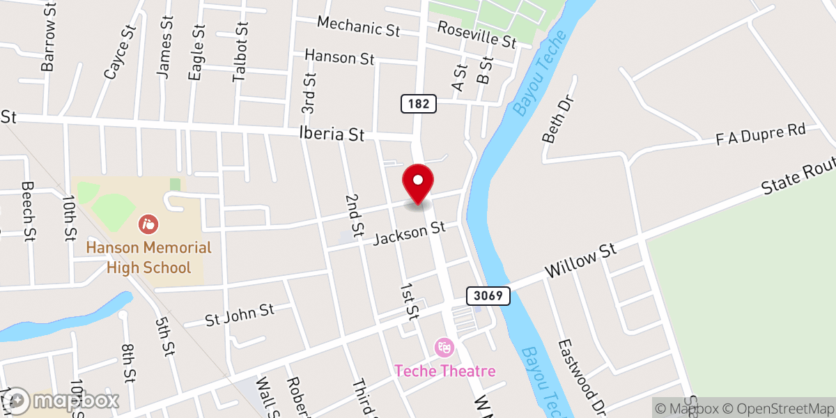 Map showing location of Danny's Fried Chicken