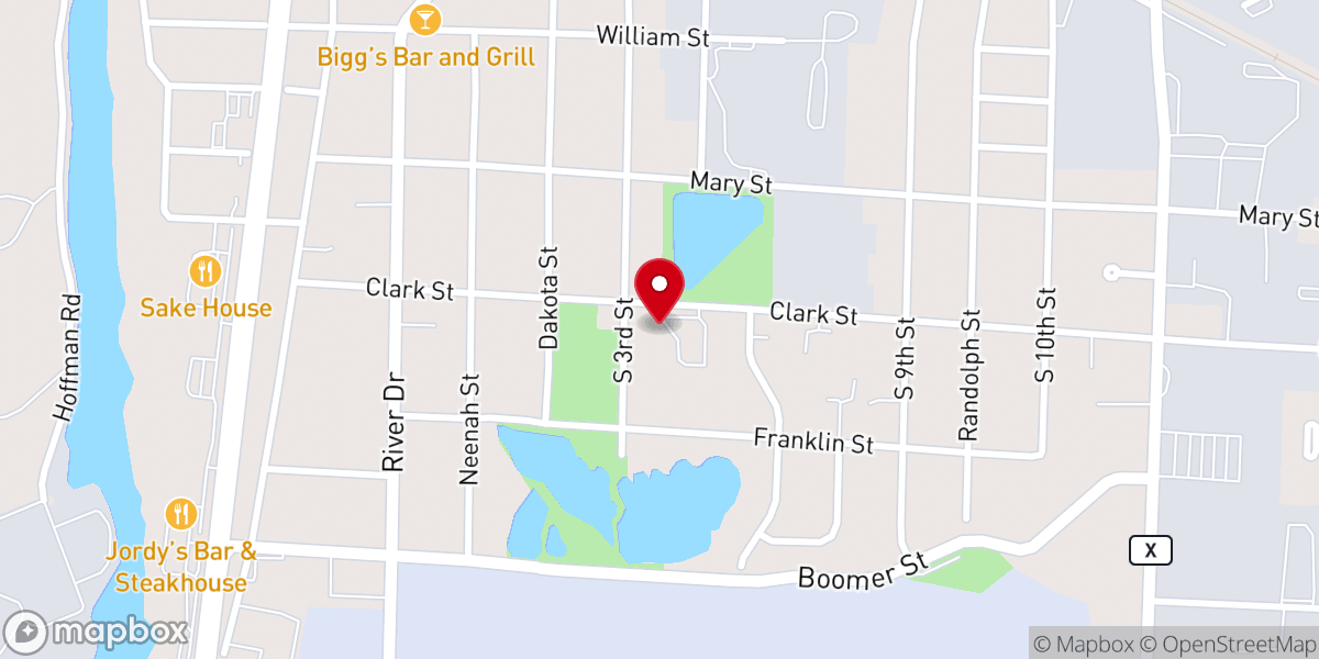 Map showing location of St. Luke's Lutheran Church
