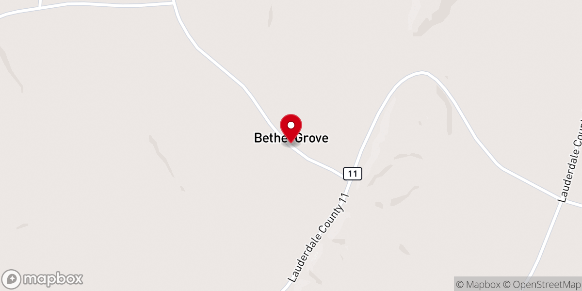 Map showing location of Bethel Grove Community United Methodist Church