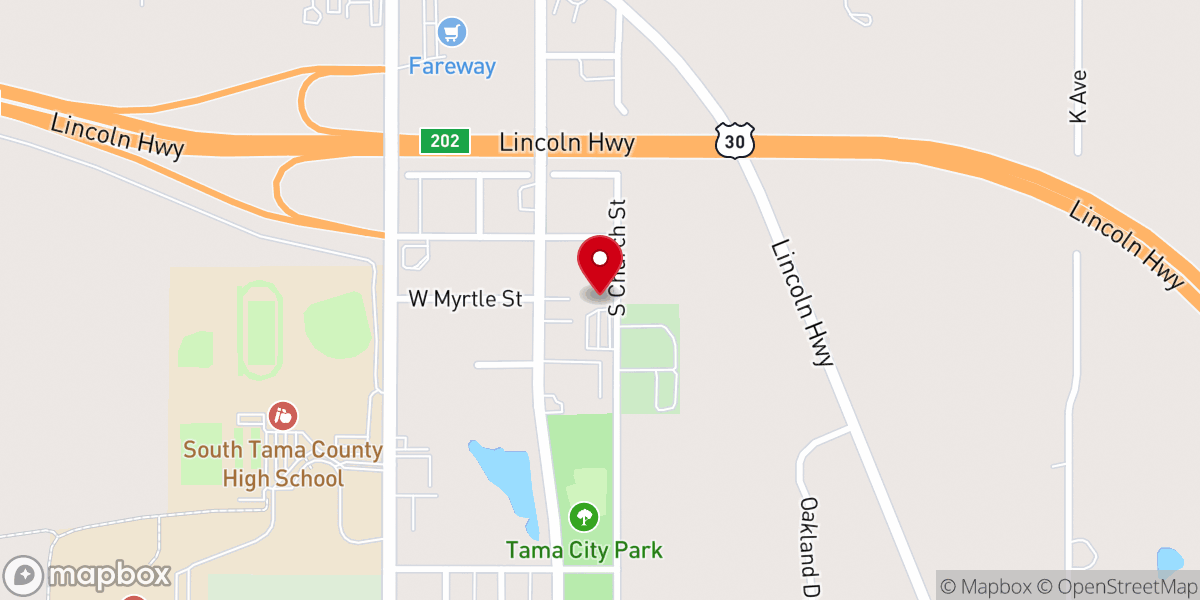 Map showing location of Tama-Toledo Family Aquatic Center