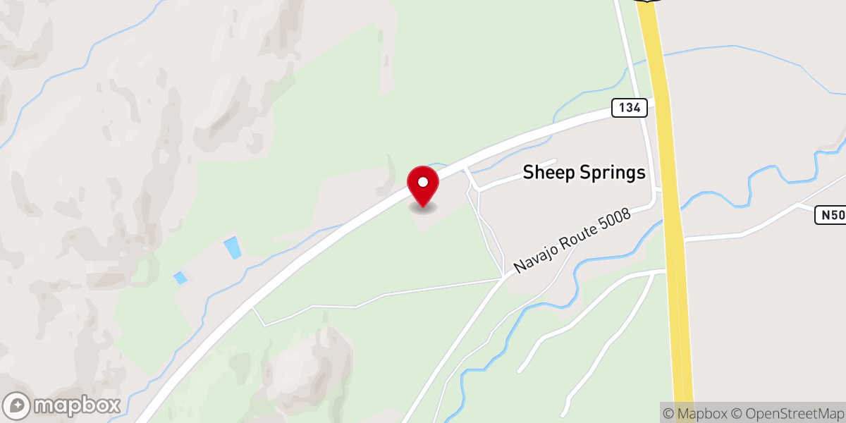 Map showing location of Sheep Springs Pentecostal Church