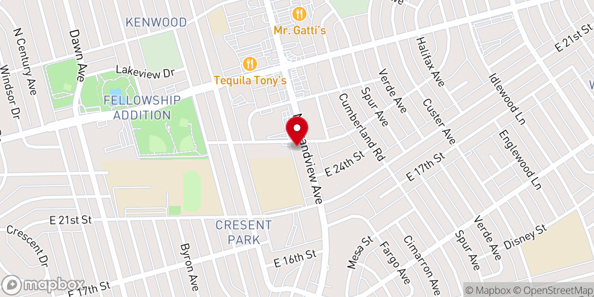 Map showing location of Beacon Baptist Church
