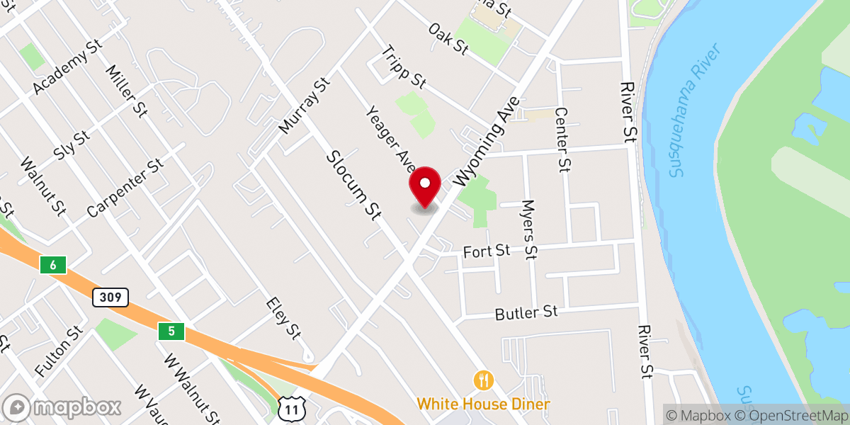 Map showing location of Forty Fort United Methodist