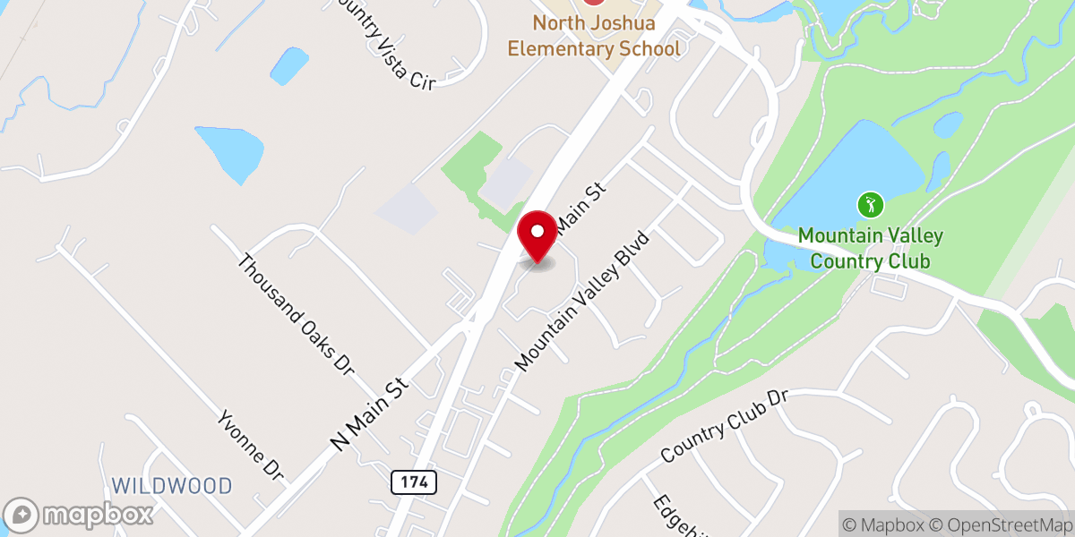Map showing location of Joshua Baptist Church