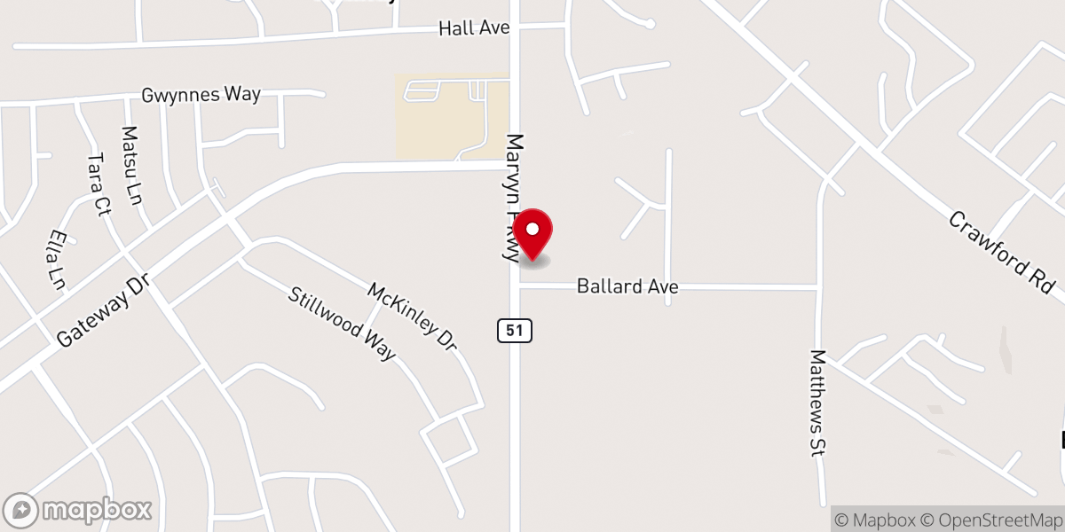 Map showing location of Marvyn Parkway Baptist Church