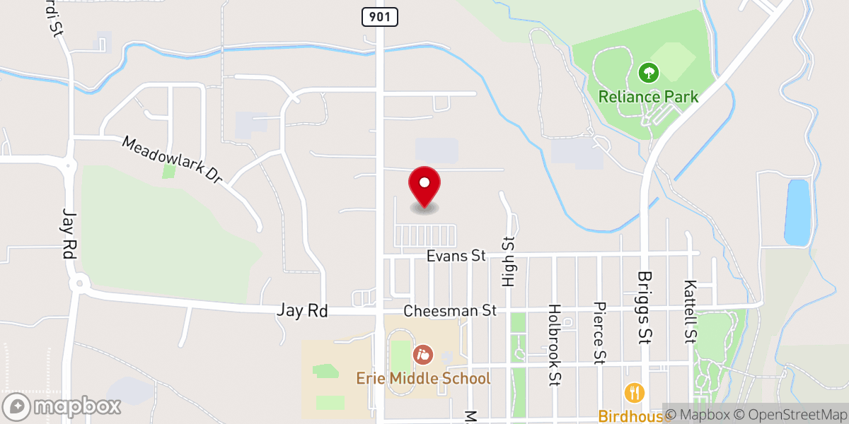 Map showing location of Calvary Bible Church - Erie Campus