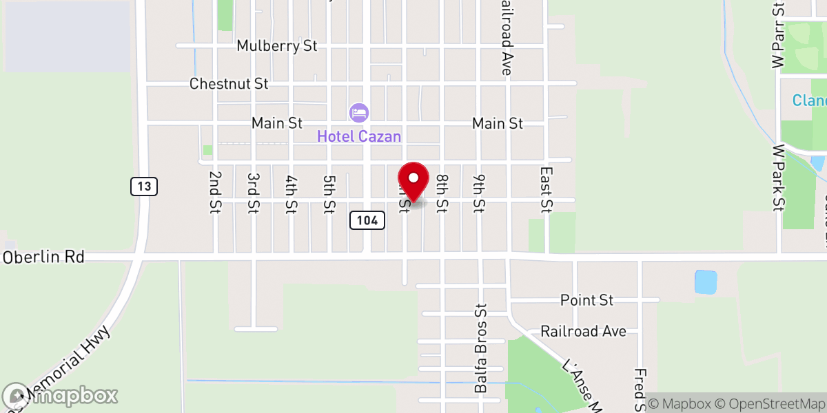 Map showing location of Mamou Church of Christ