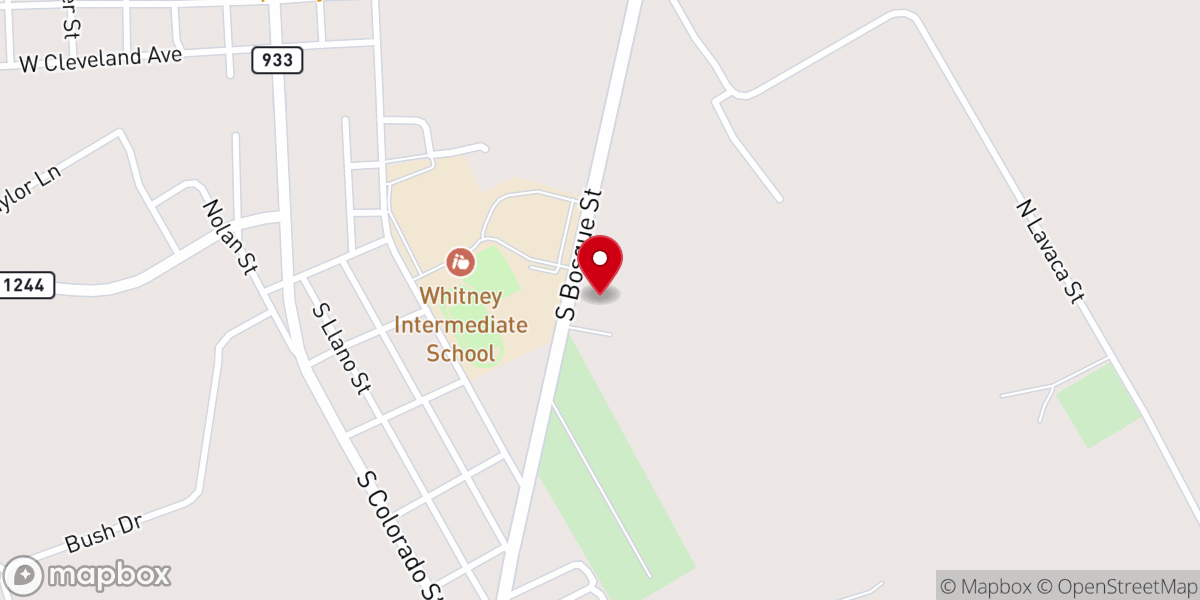Map showing location of Home Church Lake Whitney