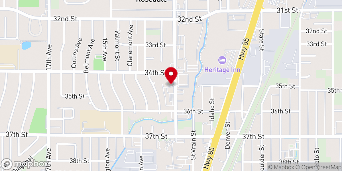 Map showing location of Summitview Community Church of Greeley