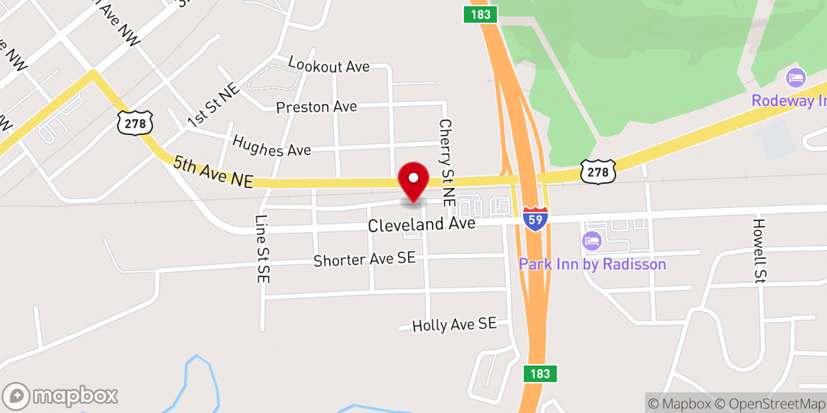 Map showing location of Cherry Street Baptist Church