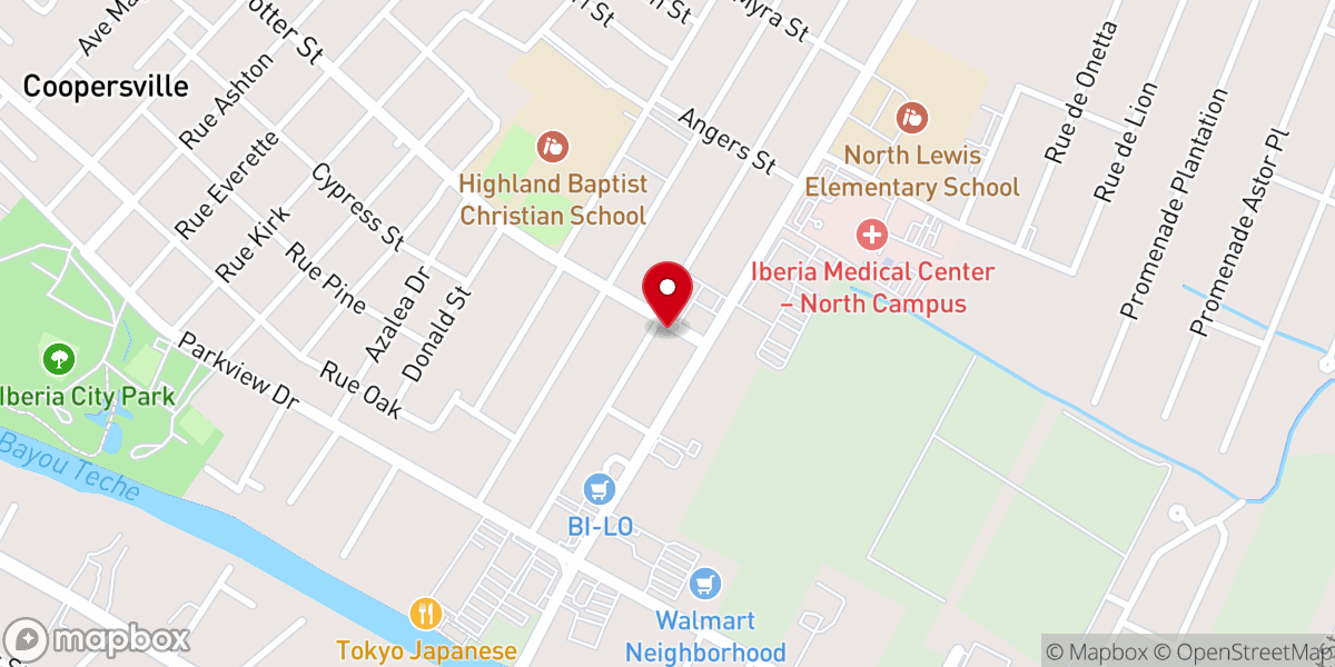 Map showing location of Assembly of God Church