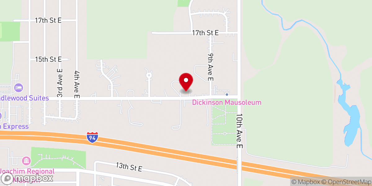 Map showing location of Dickinson Church of Christ