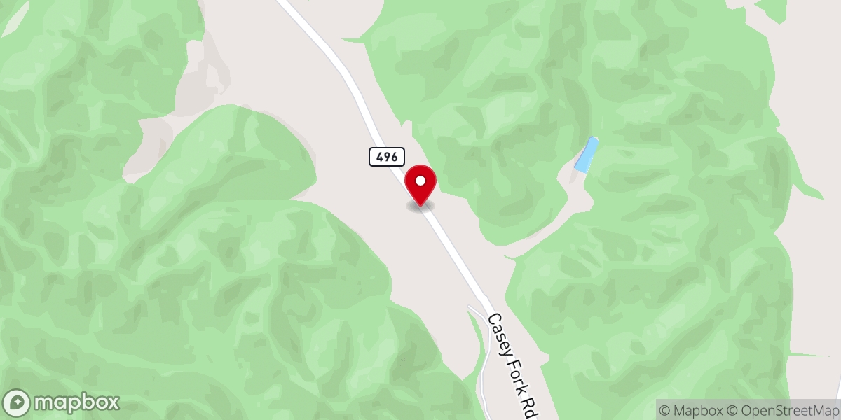Map showing location of Casey Fork Church