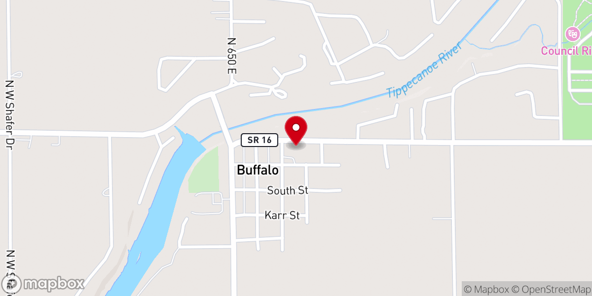 Map showing location of Buffalo Christian Church