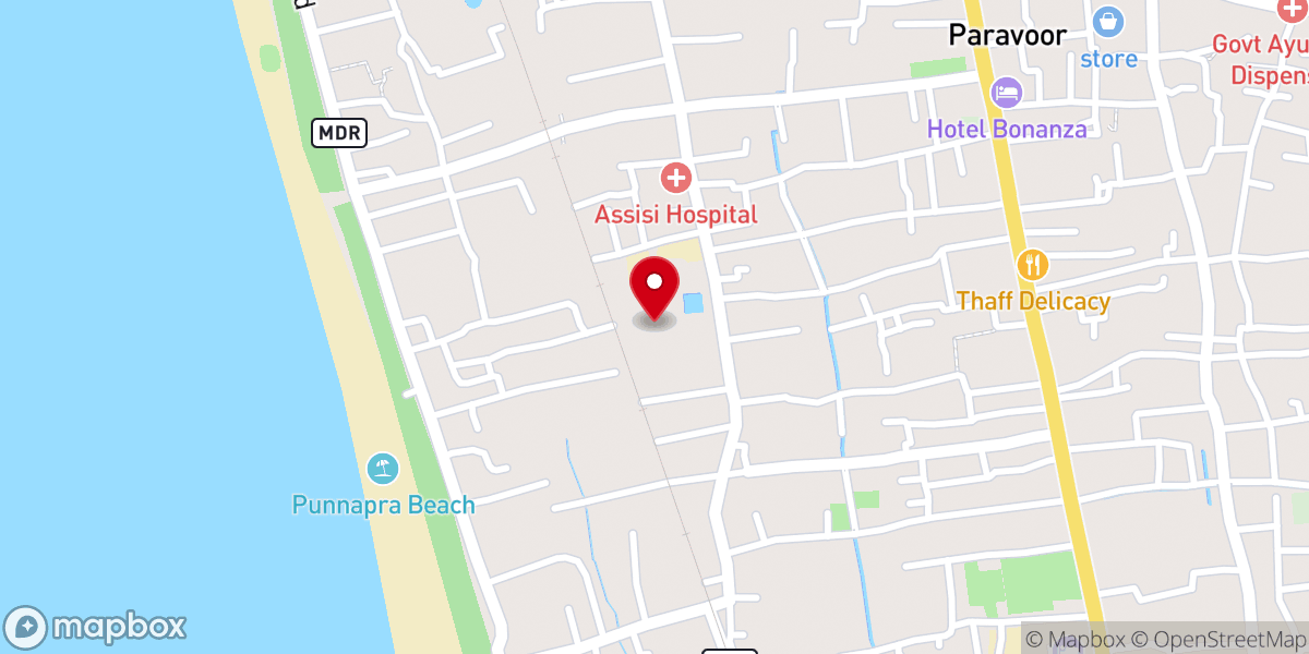 Map showing location of St. Joseph's Roman Catholic Forane Church