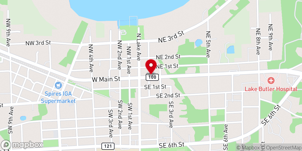 Map showing location of The Bridge First Baptist Youth Building