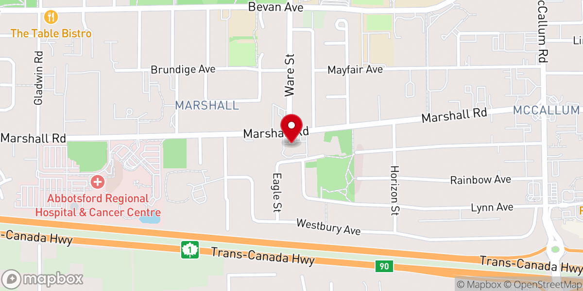 Map showing location of Northview Community Church - Central Abbotsford Campus