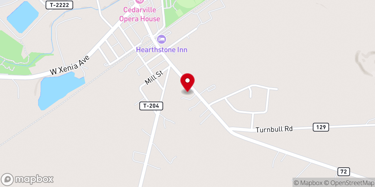 Map showing location of Cedarville Church of the Nazarene