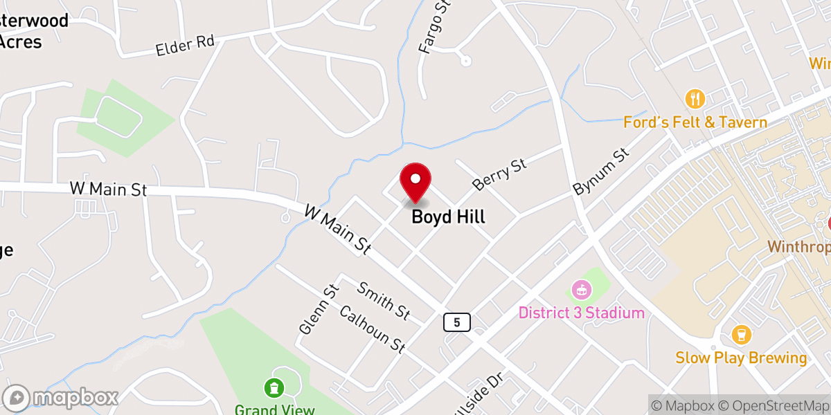 Map showing location of Boyd Hill Baptist Church
