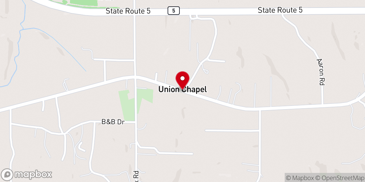 Map showing location of Union Chapel Methodist Church