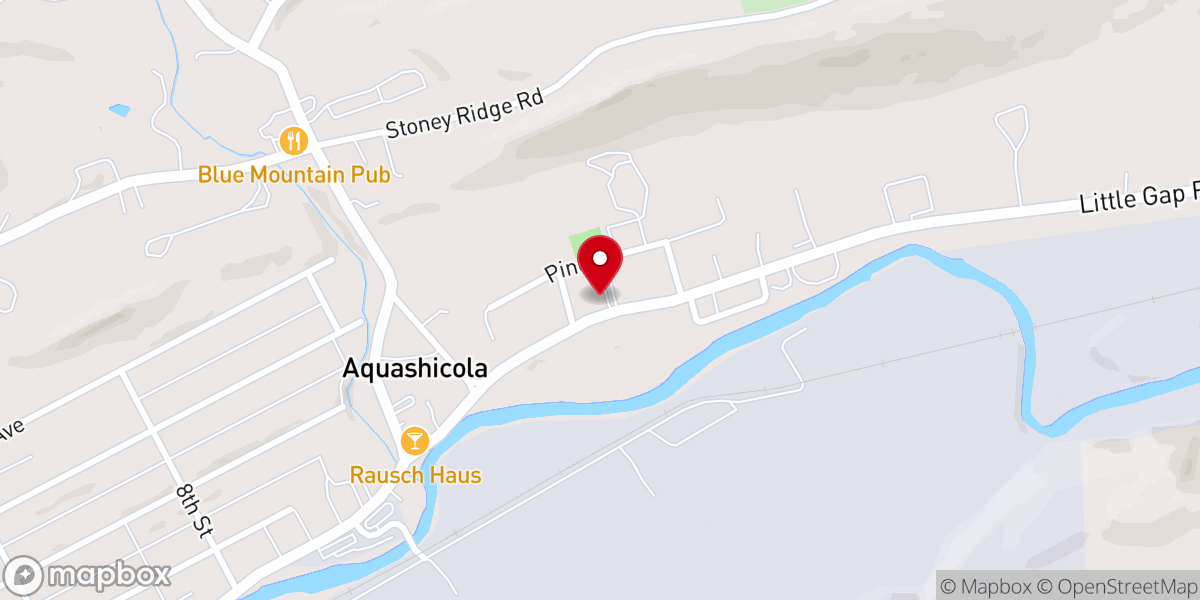 Map showing location of Aquashicola Volunteer Fire Company