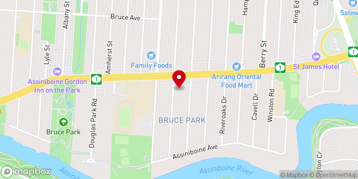 Map showing location of St. James the Assiniboine Anglican Church