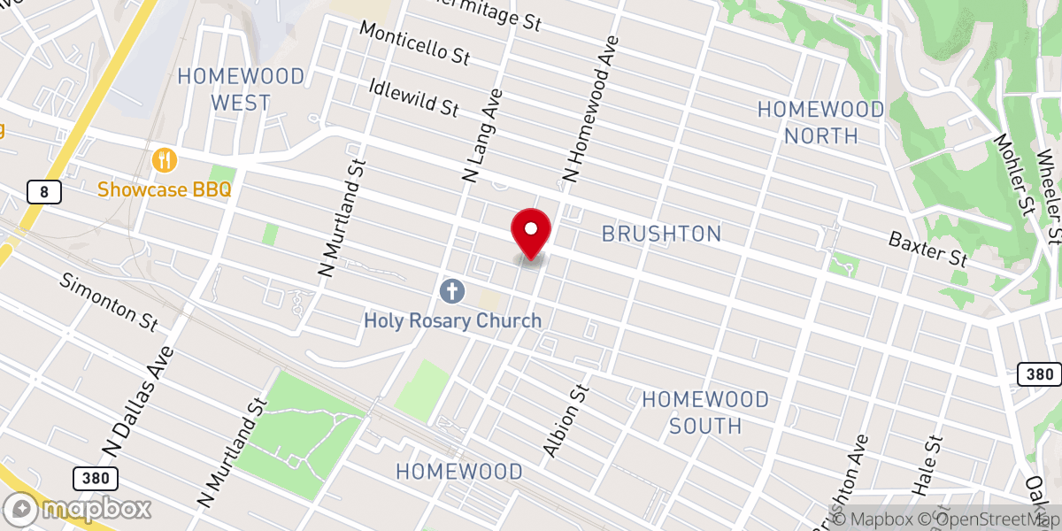 Map showing location of Pittsburgh Bible Teaching Fellowship