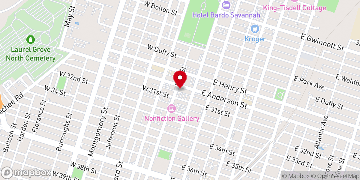 Map showing location of Bull Street Baptist Church